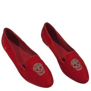 Alexander McQueen skull velvet loafers